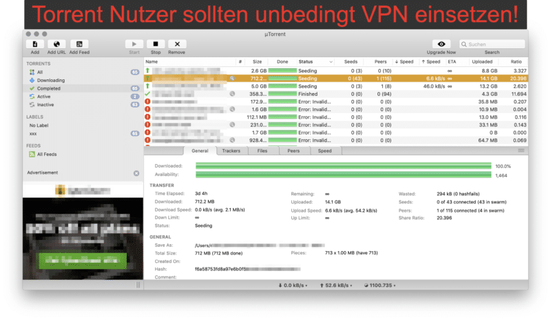 Torrent Nutzer benötigen VPN